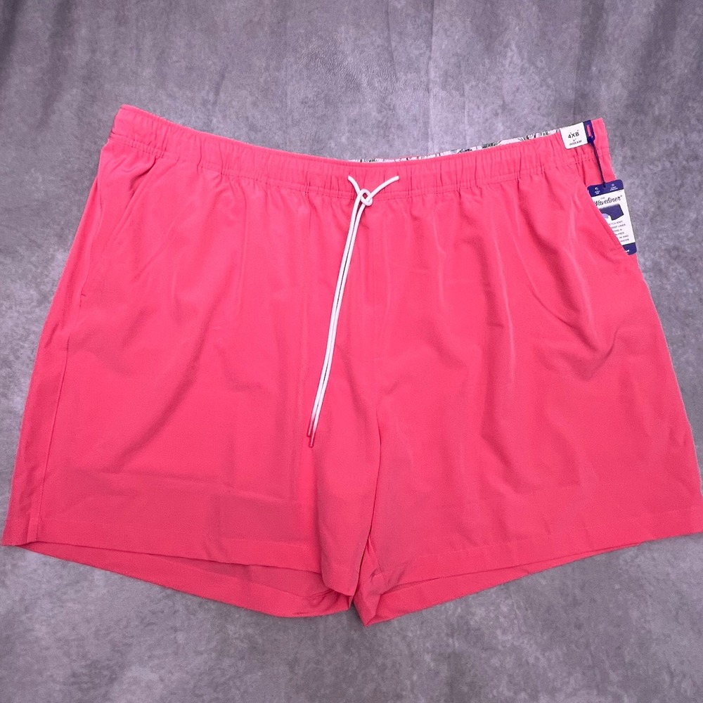 Caribbean Swimwear Trunks Mens 4XB Pink NEW Waveliner 6in Inseam Boxer Briefs